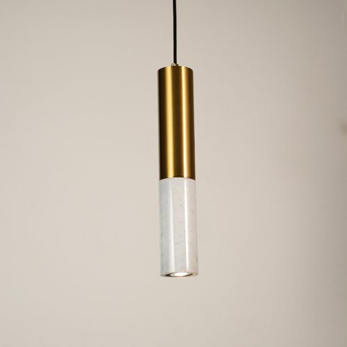 Stalactite Marble Hanging Light - White & GoldLight On White Background