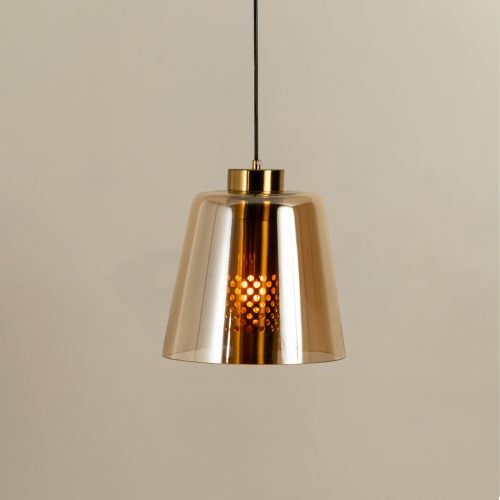 Conical Mesh Hanging Light - Amber