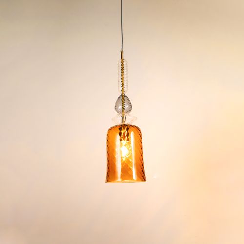 Amber Allure Pendant Light- BrownLight On White Background