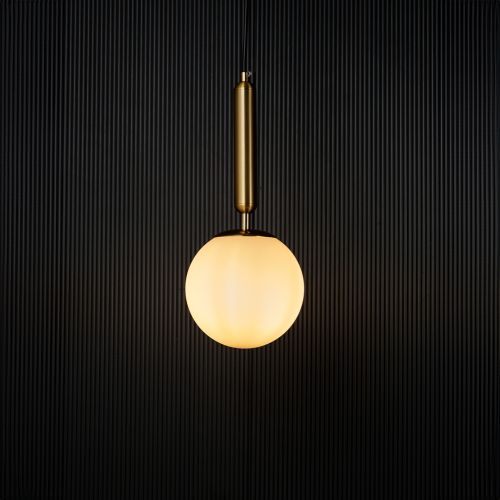 Frosted Sphere Pendant Light - Gold