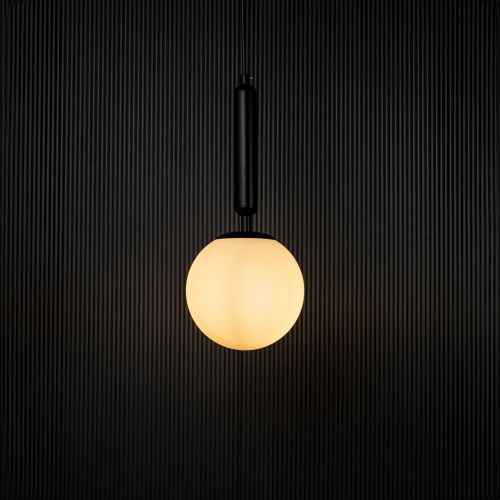 Frosted Sphere Pendant Light - Black