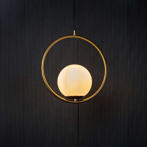 Frosted Glass Pendant Light - Gold