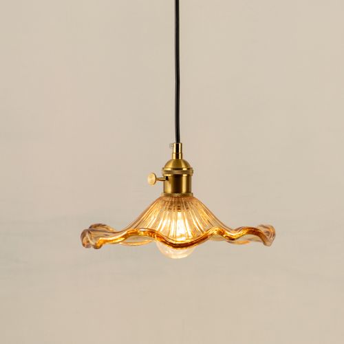 Jasmine Glass Hanging Light - Amber