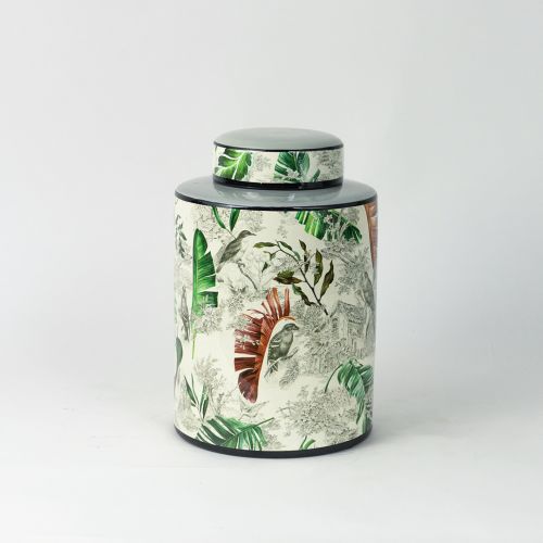 Green Ceramic Jar with Lid Small