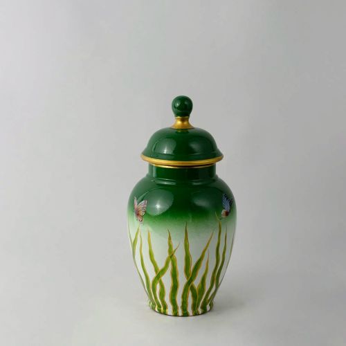 Chinese Green Ceramic Jar With Lid - Small