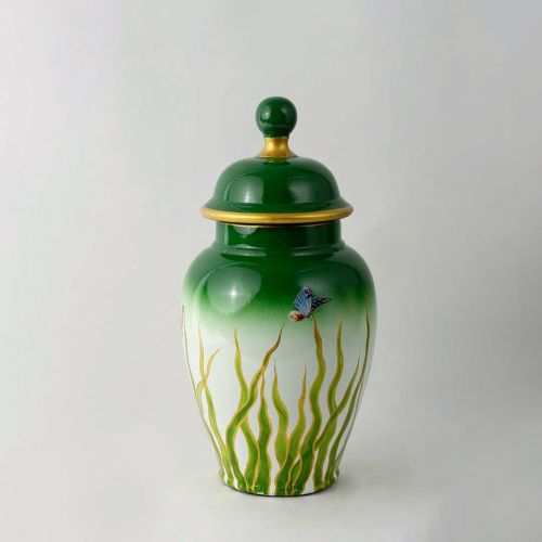 Chinese Green Ceramic Jar With Lid - Large