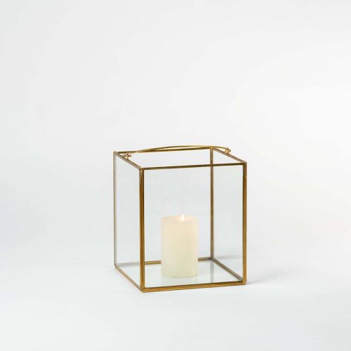 De Flores Modern Square Glass Candle Holder-Medium
