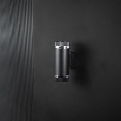 Cylindrical Dual Outdoor Wall Light - Black