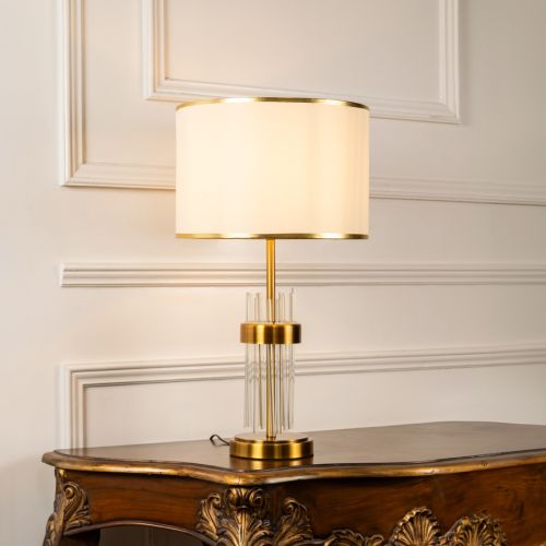 Skylo Gold Metallic Table Lamp with White Shade