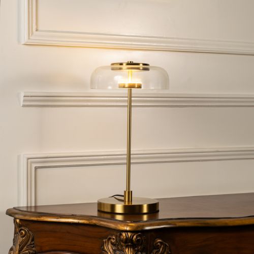 Zavod Gold Metallic Table Lamp with Glass Shade