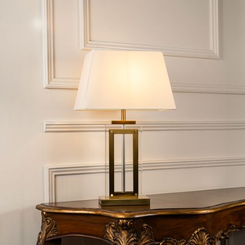 Regeco Gold Metallic Table Lamp with White Shade