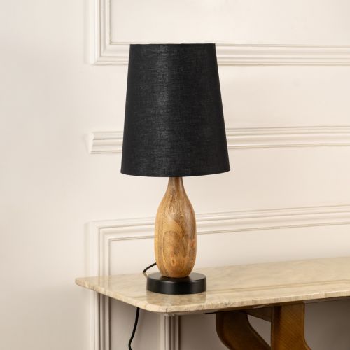 Crest Wooden Table Lamp Light Off White Background