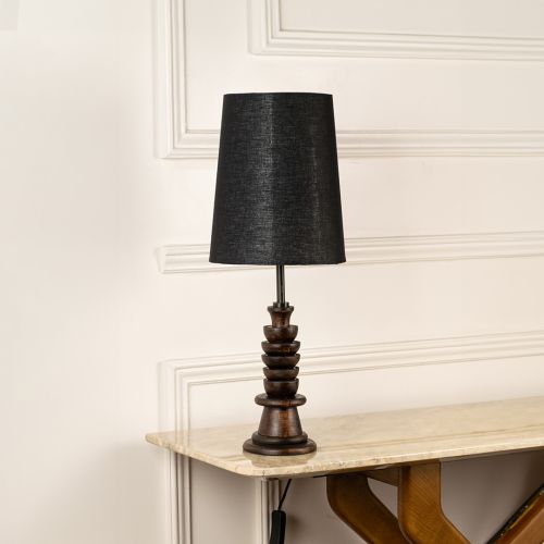 Tucasa Table Lamp Black Shade Light Off White Background