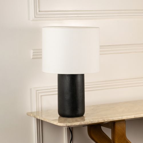 Aura Black Table Lamp Light Off White Background