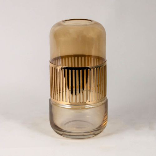 Amber Shade Luxury Golden Glass Vase Medium