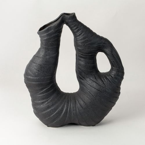 Curly Weave Texture Stump Vase Black 