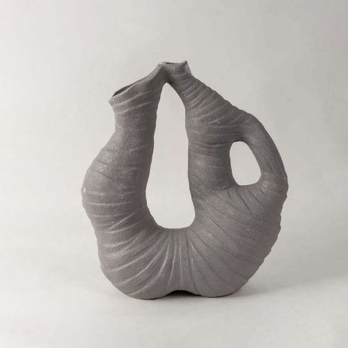 Curly Weave Texture Stump Vase Grey 