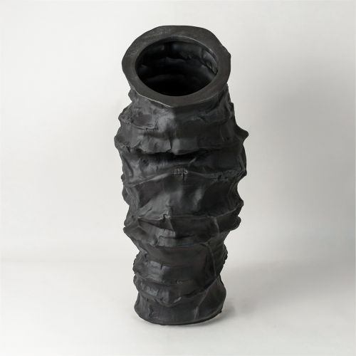 Wavy Rim Black Table Vase 