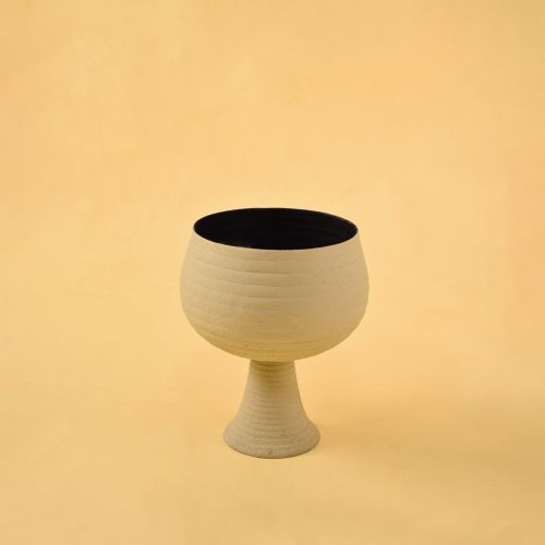 Opus Metal Vase Grey White Background