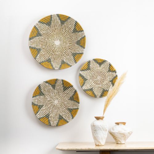 Rawi Floral Woven Wall Basket - Small Lifestyle