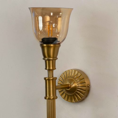 Elysian Brass Wall Sconce Glass Shade closeup