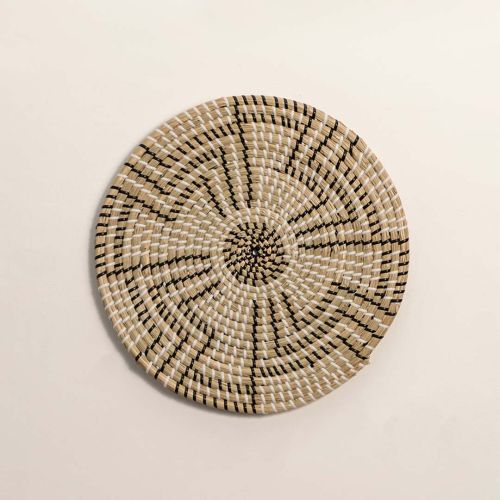 Abstract black & beige Handwoven Wall Basket