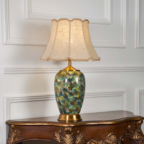 Artisan Crafted American Style Ceramic Table Lamp with Beige Shade