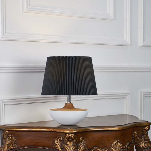 Bowl Shape White Ceramic Table Lamp with Black Shade