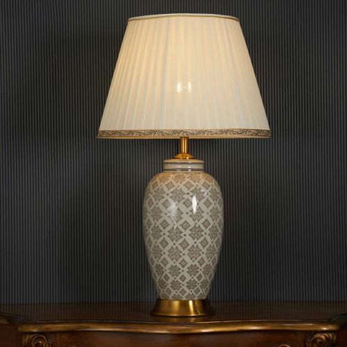 Caramel Porcelain Ceramic Table Lamp with Ivory Shade