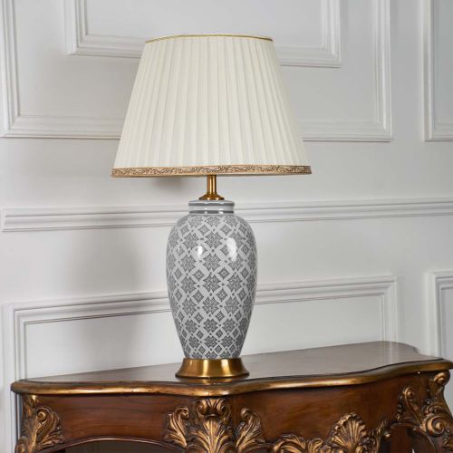 Caramel Porcelain Ceramic Table Lamp with Ivory Shade