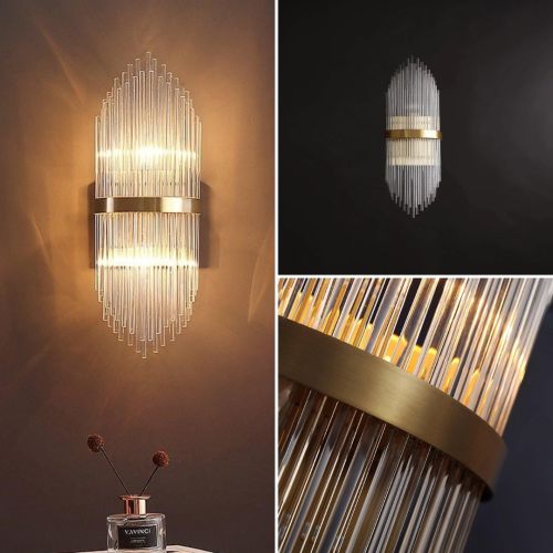 Crystal Modern Gold Metal Wall Light