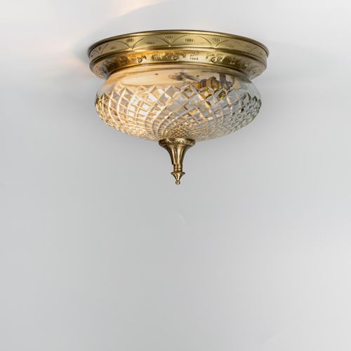 Cut Glass Brass Flush Ceiling Light