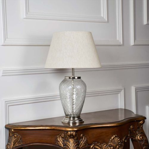 Diamond Cut Glass and Pure Brass Royal Table Lamp 