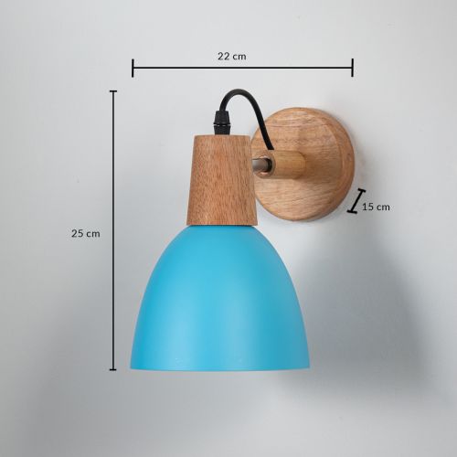 Dome Wooden Wall Light - Blue