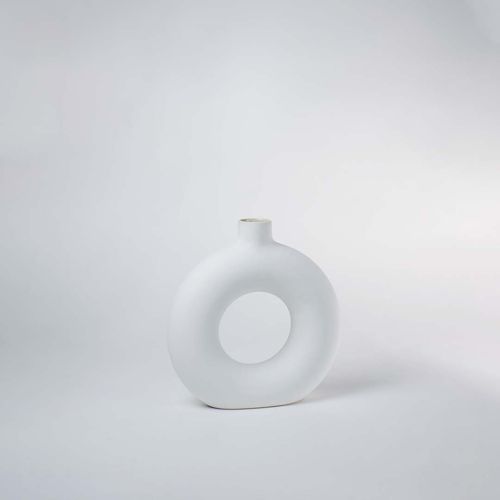 Donut Ceramic Flower Vase Matte White Large