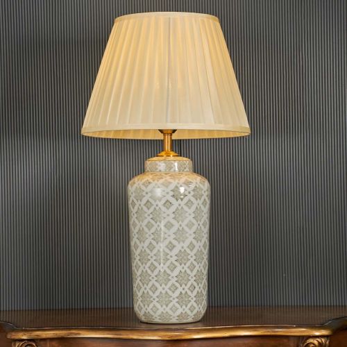 Earthly Aura Japanese Style Ceramic Table Lamp with White Shade