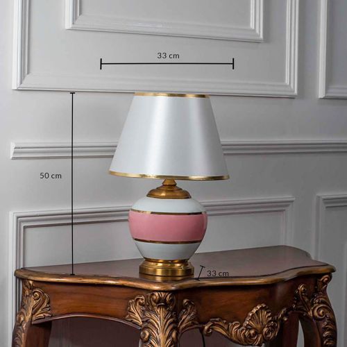 Evald Pink Ceramic Table Lamp With White Shade Dimensions