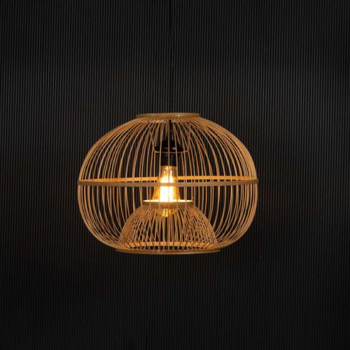 Globular Handwoven Bamboo Lamp