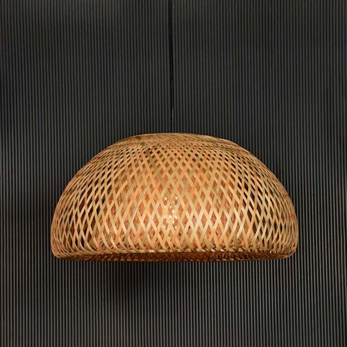 Globular Twisted Shape Bamboo Pendant Lamp