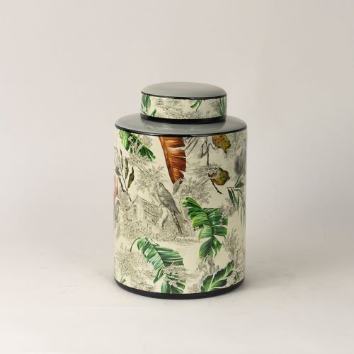 Green Ceramic Jar with Lid - Small