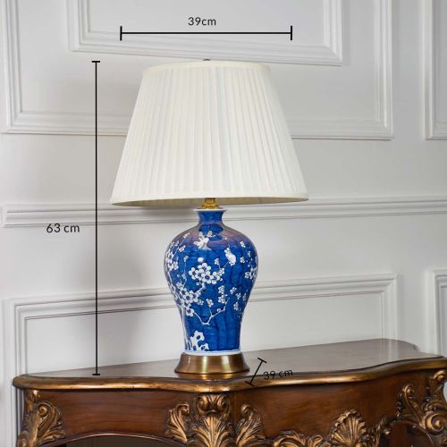 Harmony Illumination Blue Ceramic Table Lamp with White Shade Dimensions