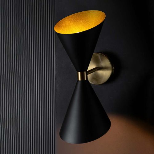 Mid-Century Bowtie Style Black Wall Sconce