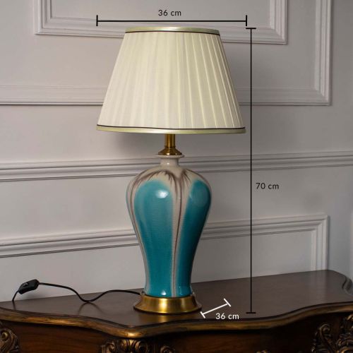 Modern Glazed Ceramic Table Lamp - Blue Dimensions