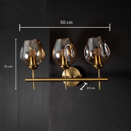 Modern Triple Lights Metal & Glass Vanity Light