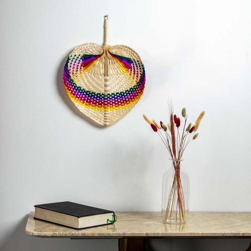 Multipurpose Handwoven Palm Bamboo Fan - Multicolor