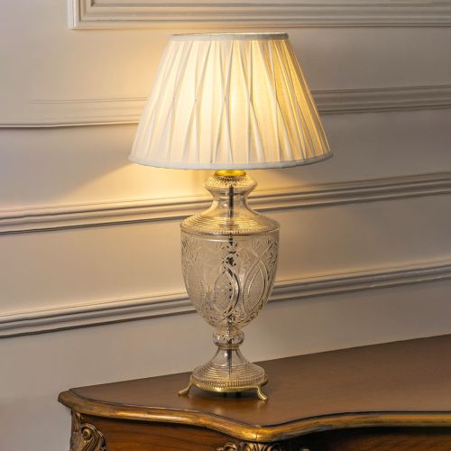 Treasure Fancy Cut Glass Trophy Table Lamp With White Shade