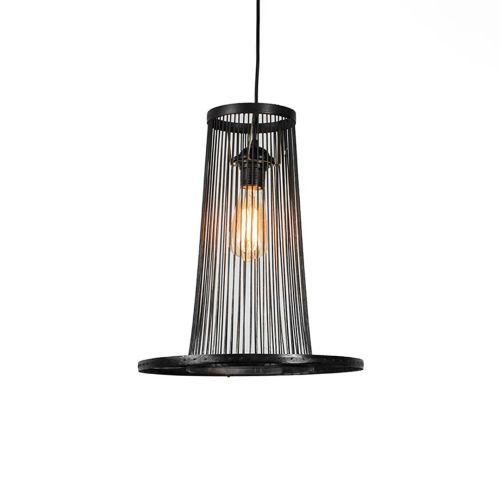 Oval Topped Bamboo Pendant Black