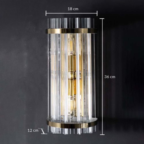 Rayson Emporio Crystal Glass Modern Gold Metal Wall Sconce