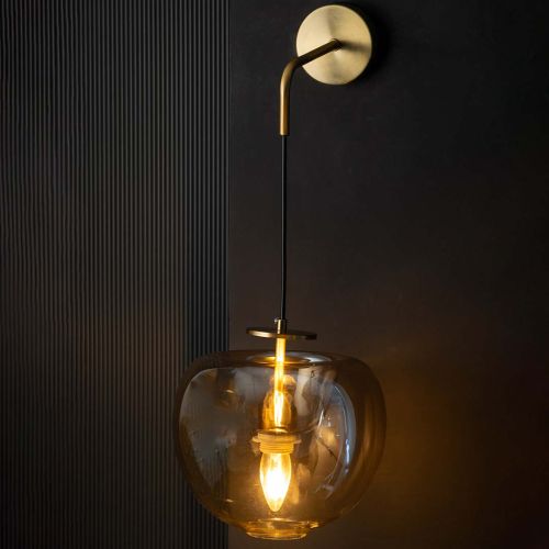 Single Head Golden GLass & Metal Wall Lamp