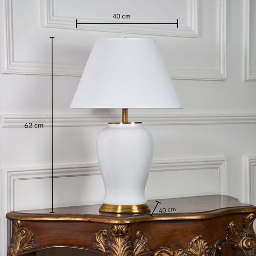 Shiny White Ceramic Table Lamp Dimensions